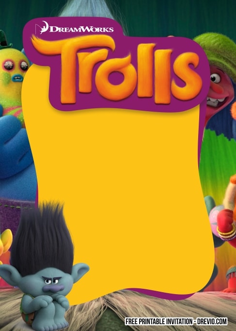 FREE Editable Trolls Birthday Invitations