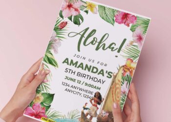 (Easily Edit PDF Invitation) Moana Birthday Invitation