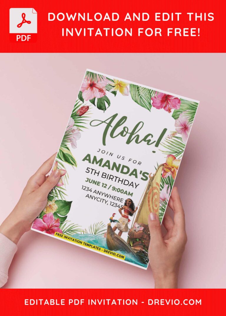 (Easily Edit PDF Invitation) Moana Birthday Invitation
