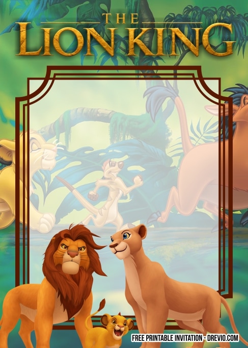 FREE Editable The Lion King Birthday Invitation