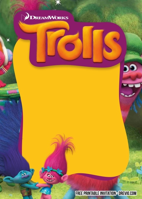 FREE Editable Trolls Birthday Invitations