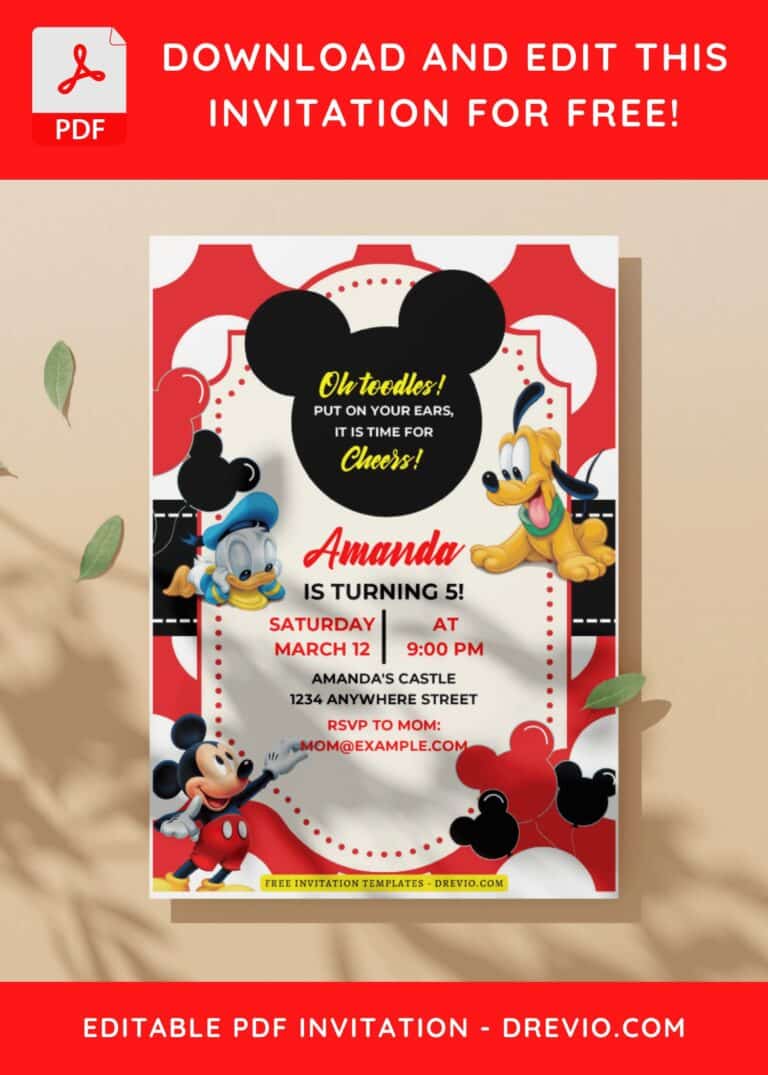 (Easily Edit PDF Invitation) Mickey Mouse Birthday Invitation C