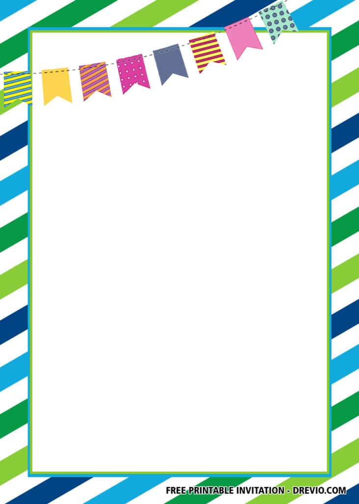 FREE Editable Blue Green Birthday Invitations