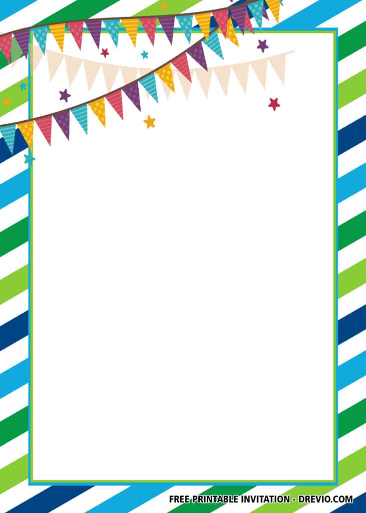 FREE Editable Blue Green Birthday Invitations