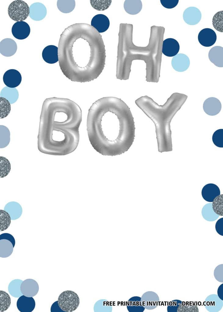 FREE Editable Blue and Silver Foil Balloon Invitations