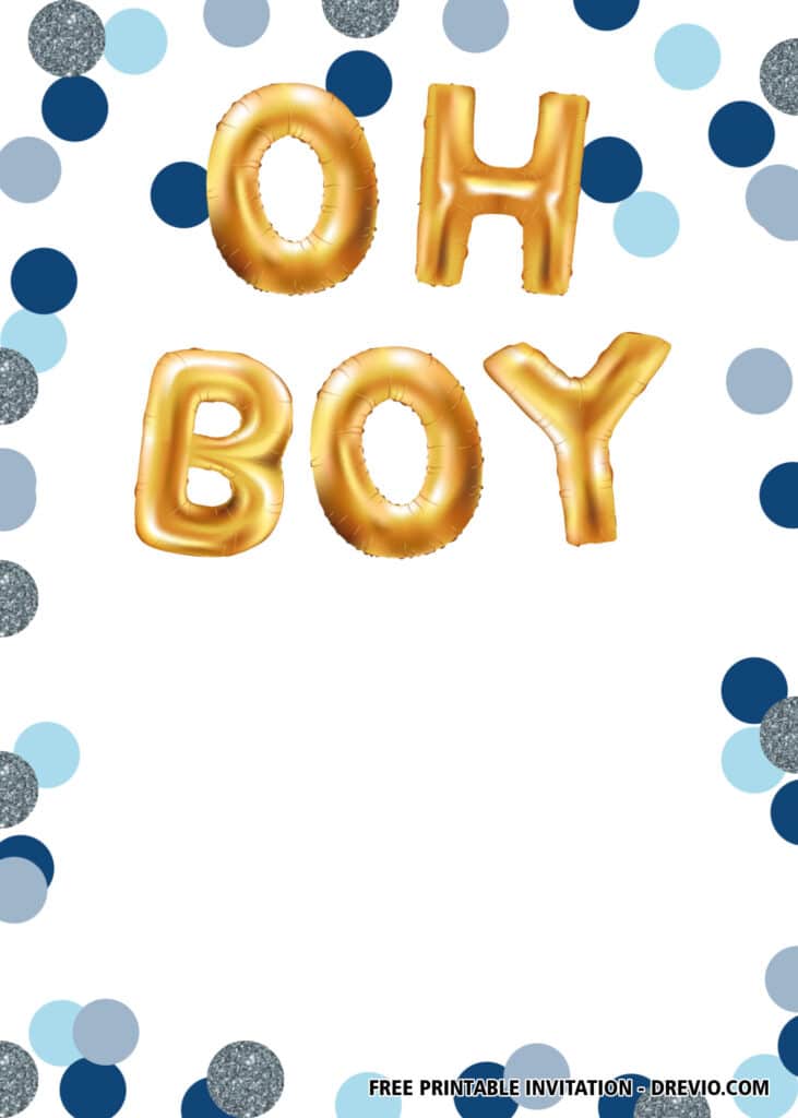 FREE Editable Blue and Silver Foil Balloon Invitations