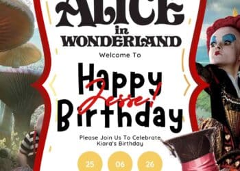 FREE Alice in Wonderland Birthday Invitations