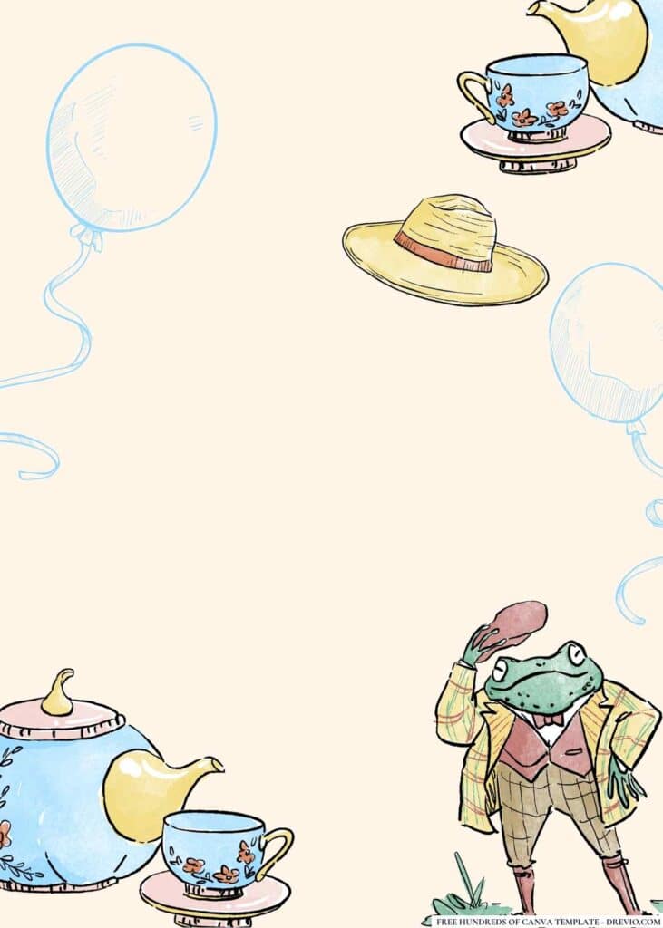 FREE Alice in Wonderland Mad Hatter s Tea Party Birthday Canva Templates 12