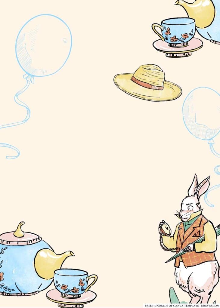 FREE Alice in Wonderland Mad Hatter s Tea Party Birthday Canva Templates 20