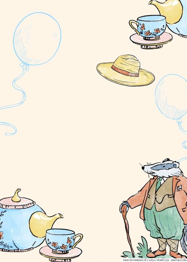 FREE Alice in Wonderland Mad Hatter s Tea Party Birthday Canva Templates 8