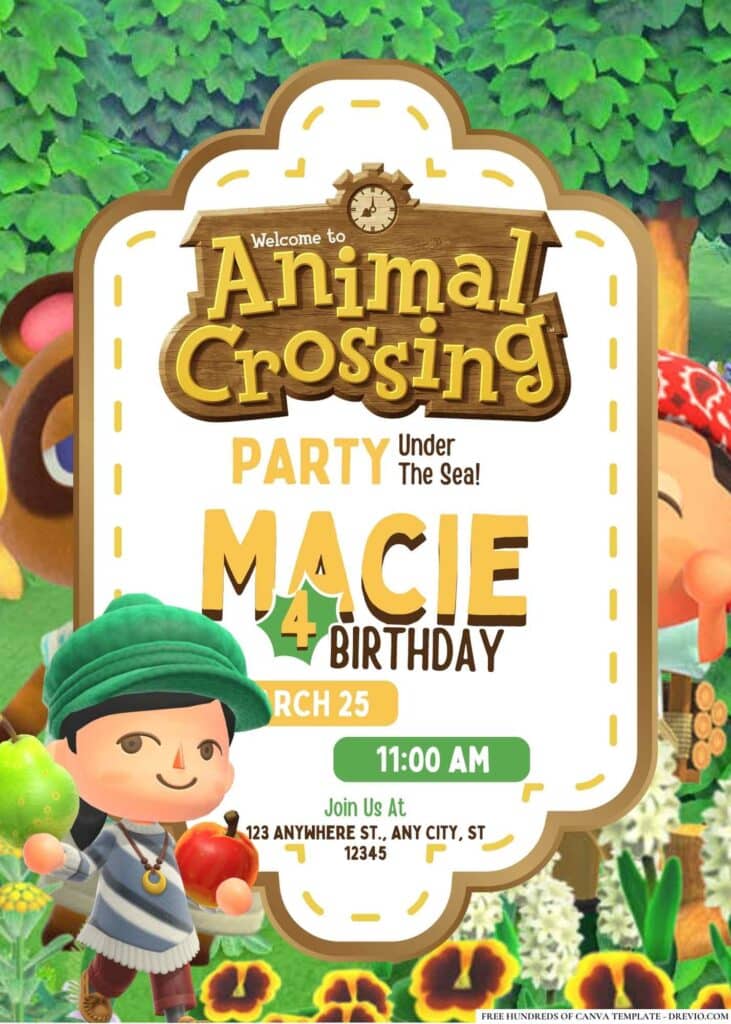 FREE Animal Crossing Birthday Invitations