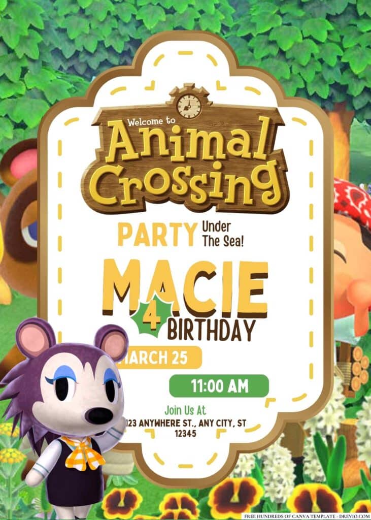 FREE Animal Crossing Birthday Invitations