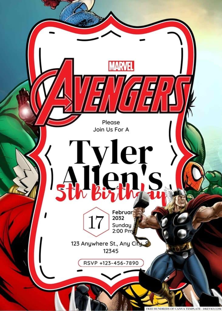 FREE Editable Avengers Birthday Invitations