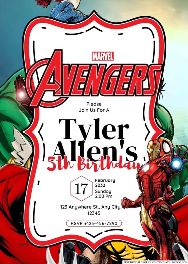 FREE Editable Avengers Birthday Invitations