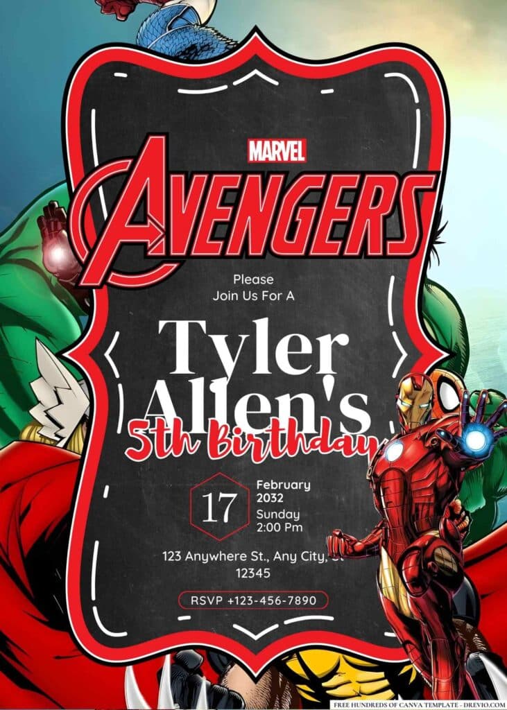 FREE Editable Avengers Birthday Invitations