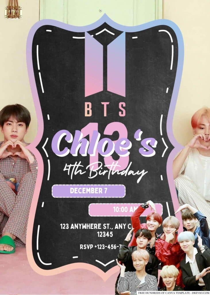 FREE BTS Birthday Invitations