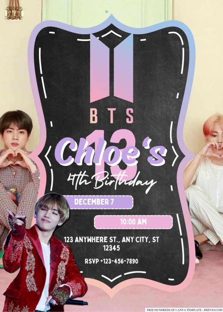 FREE BTS Birthday Invitations