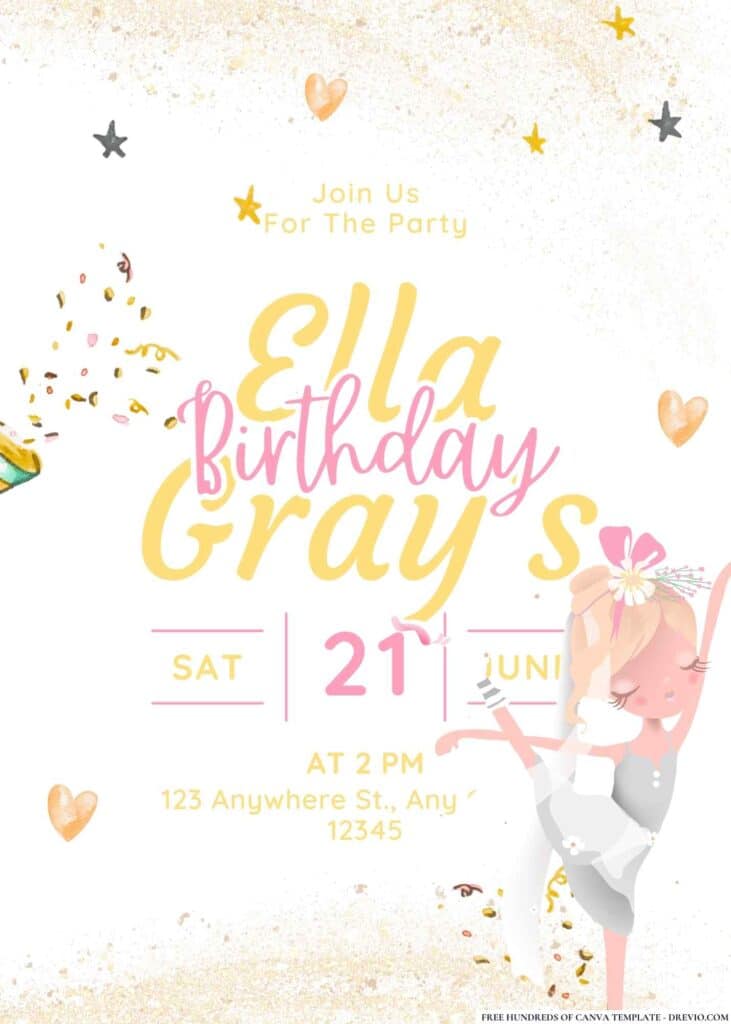 FREE Ballet Princess Birthday Invitations