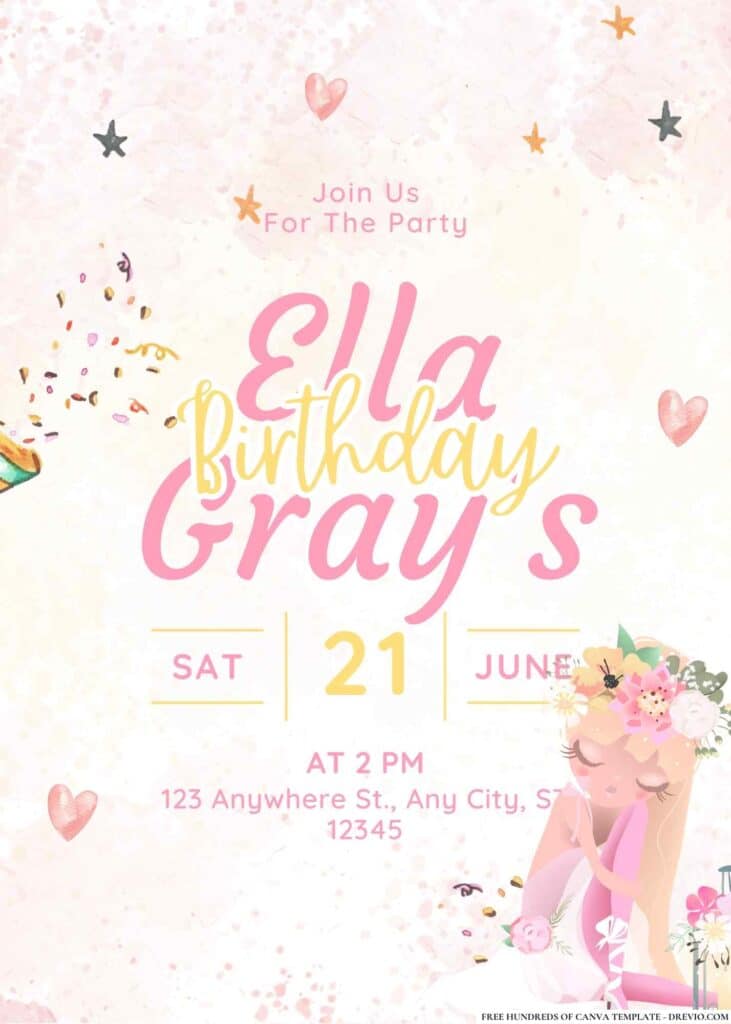 FREE Ballet Princess Birthday Invitations