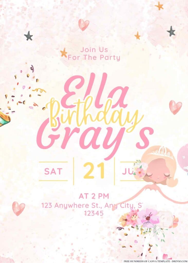FREE Ballet Princess Birthday Invitations