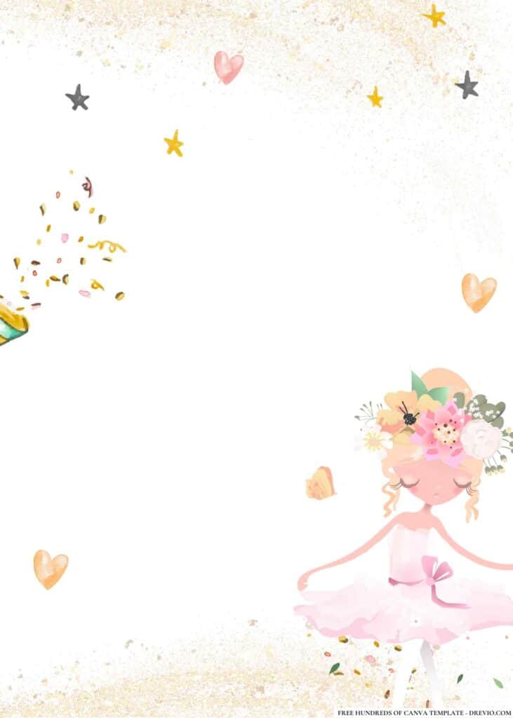 FREE Ballet Princess Birthday Canva Templates 4
