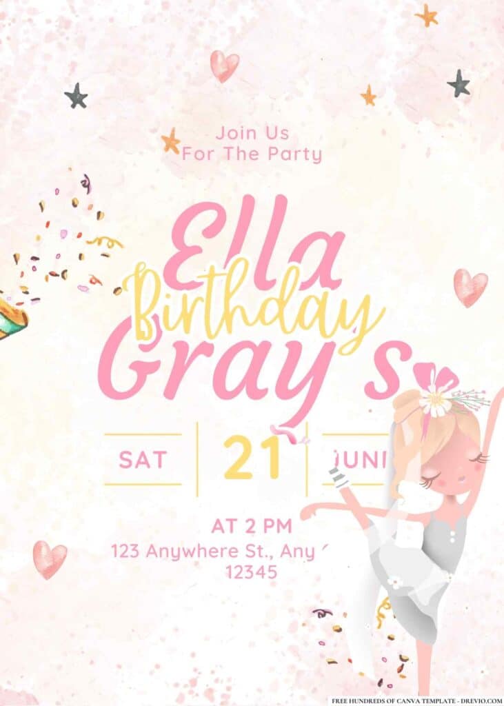 FREE Ballet Princess Birthday Invitations