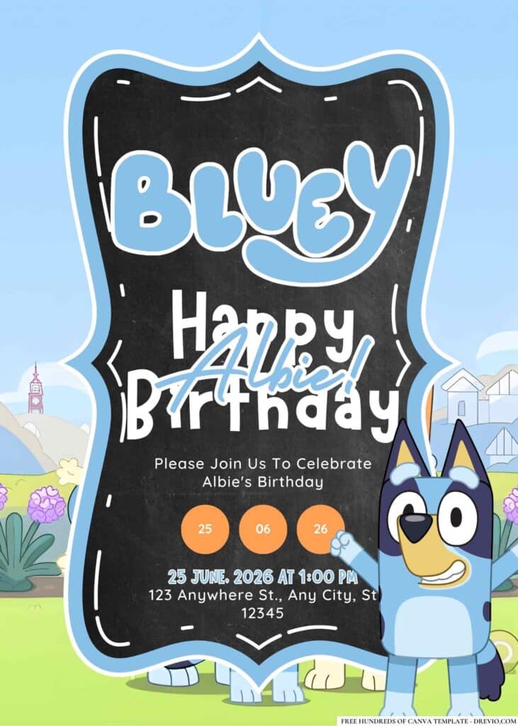 FREE Bluey Birthday Invitations