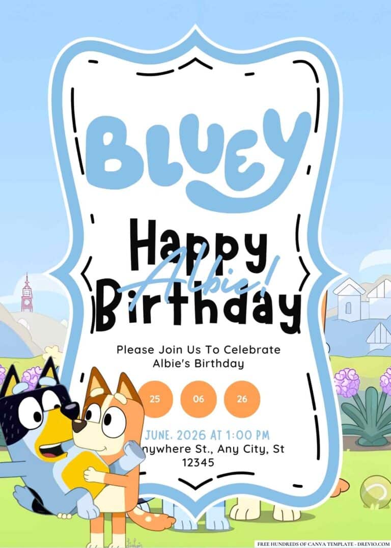 FREE Bluey Birthday Invitations