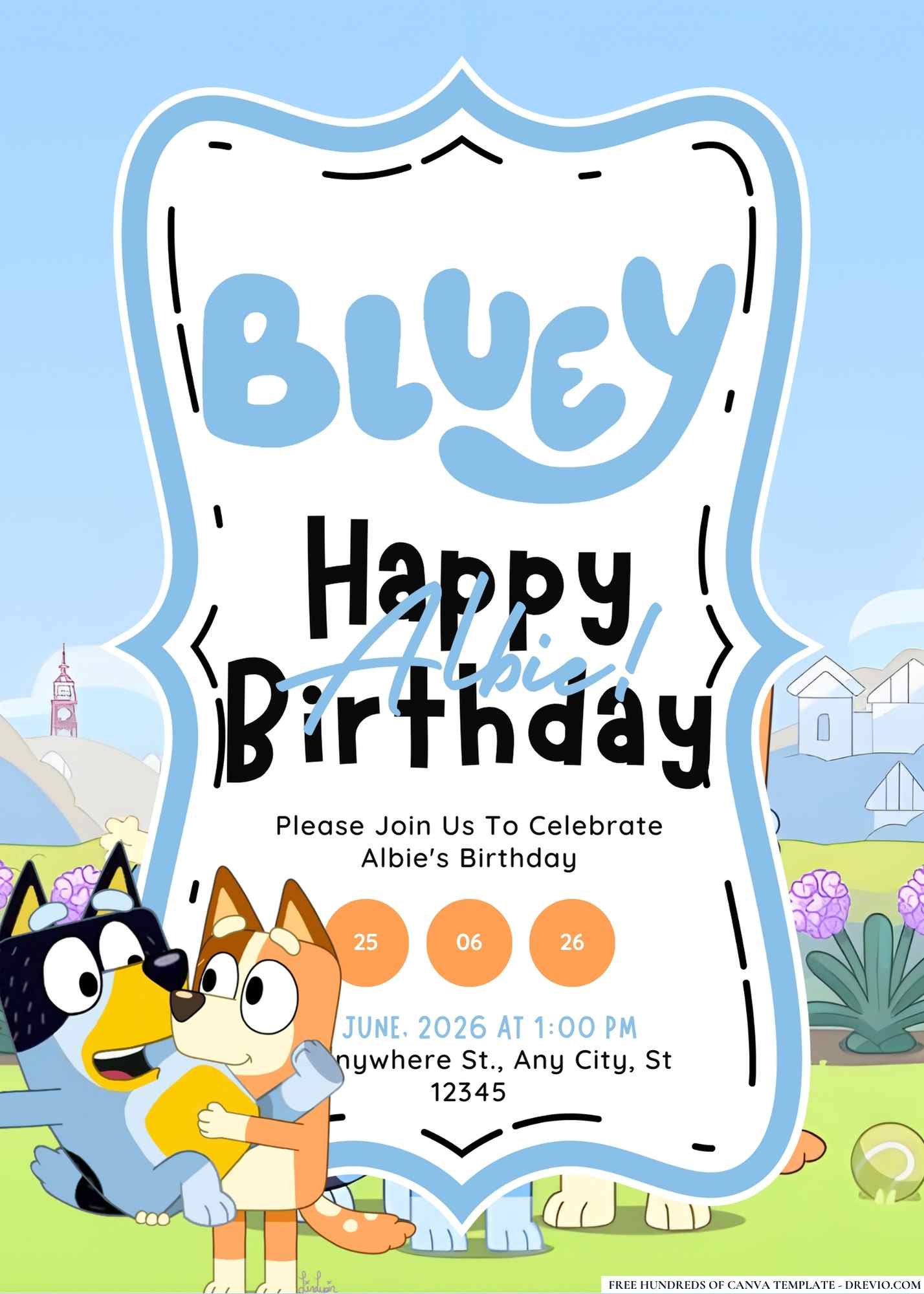 FREE Editable Bluey Birthday Invitations
