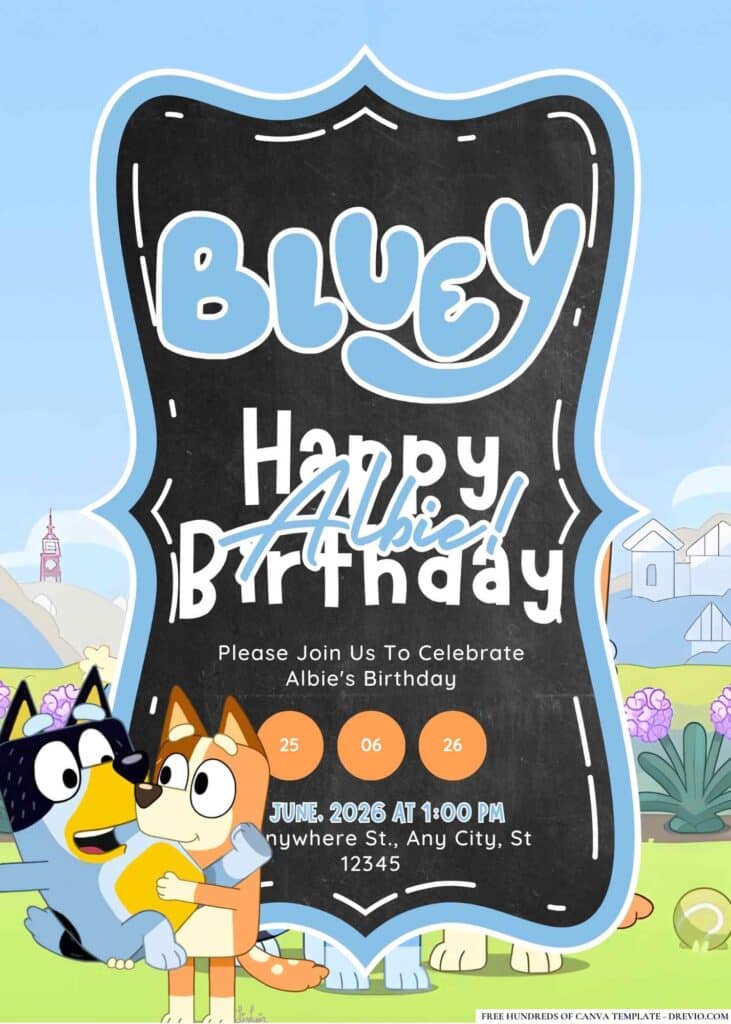 FREE Bluey Birthday Invitations