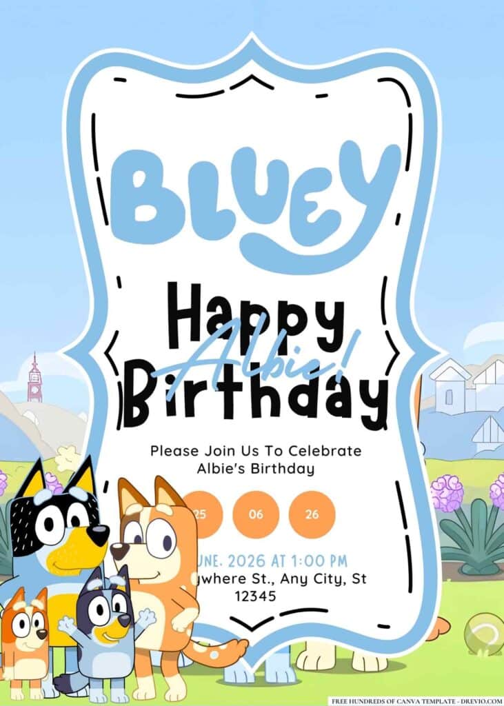 FREE Editable Bluey Birthday Invitations