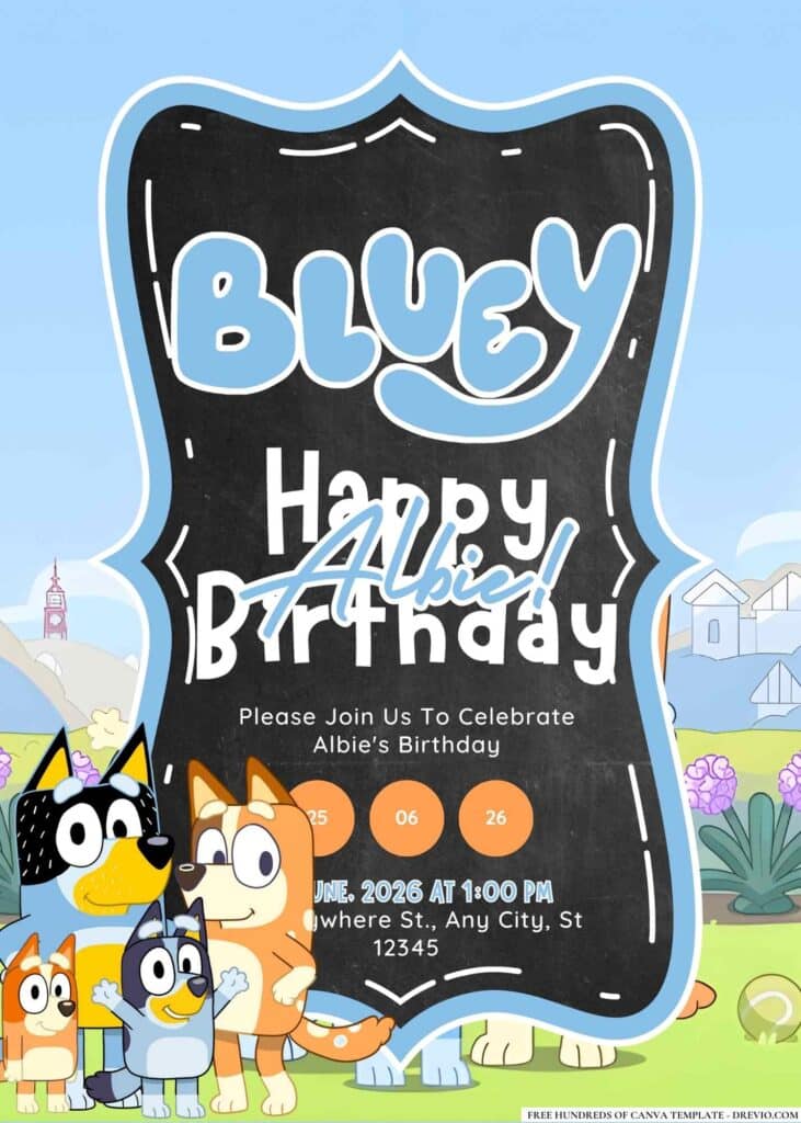 FREE Editable Bluey Birthday Invitations
