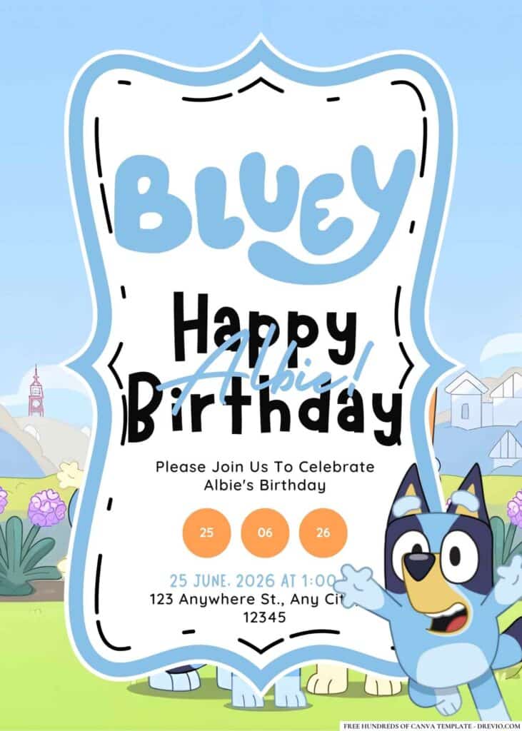 FREE Editable Bluey Birthday Invitations