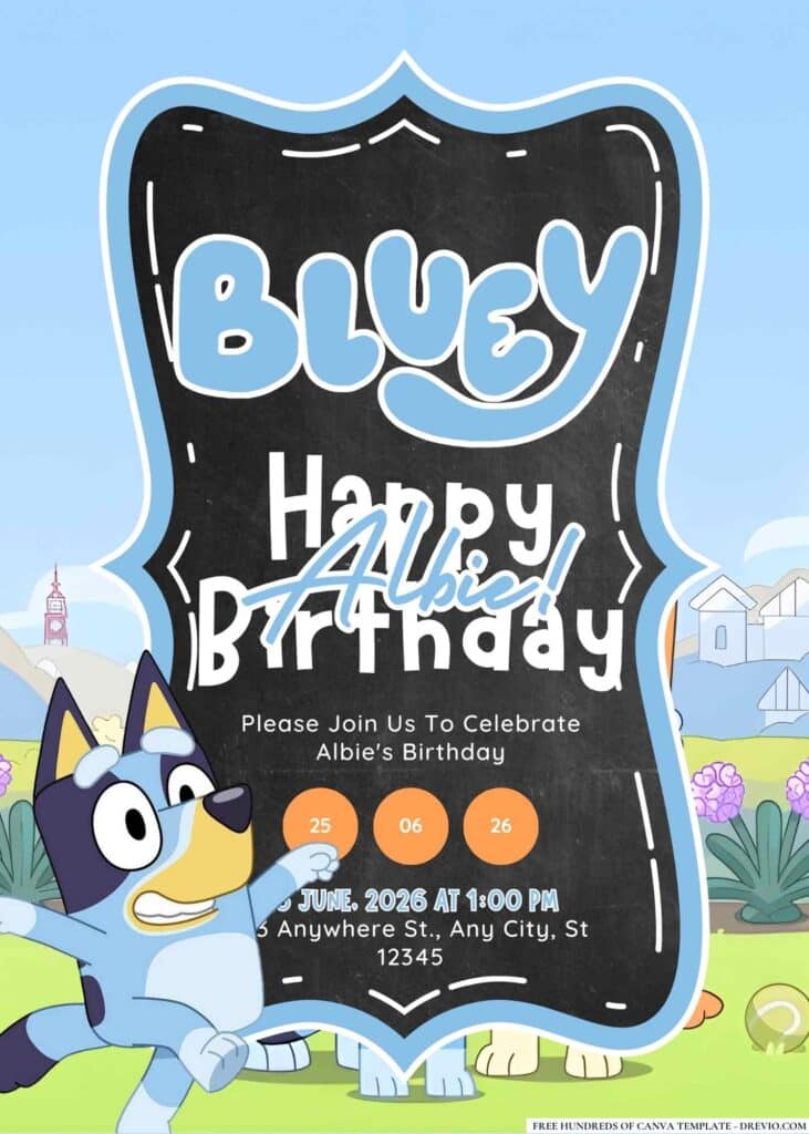 FREE Bluey Birthday Invitations