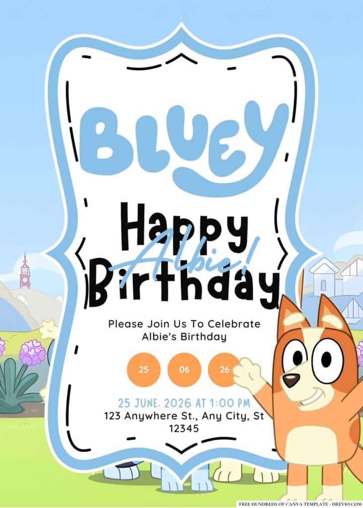 FREE Bluey Birthday Invitations