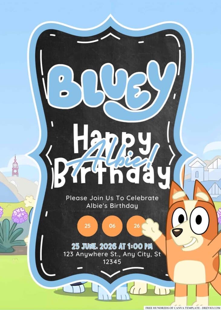 FREE Bluey Birthday Invitations