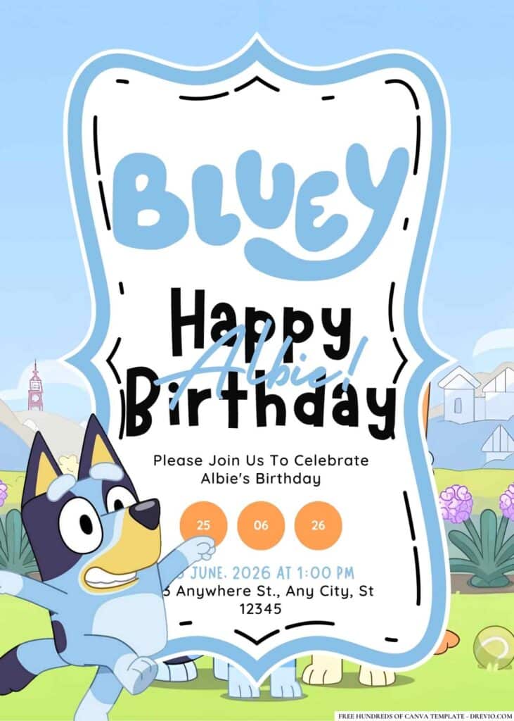 FREE Editable Bluey Birthday Invitations