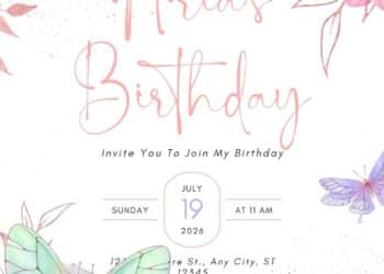 FREE Editable Butterfly Birthday Invitations