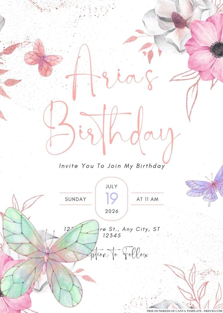 FREE Editable Butterfly Birthday Invitations