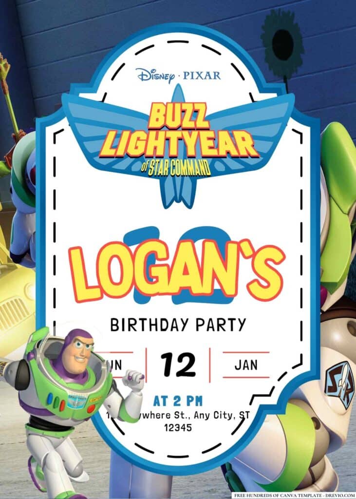 FREE Buzz Lightyear Birthday Invitations: