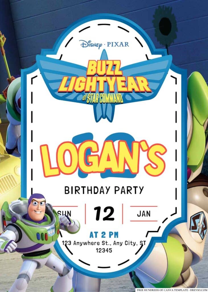 FREE Buzz Lightyear Birthday Invitations: