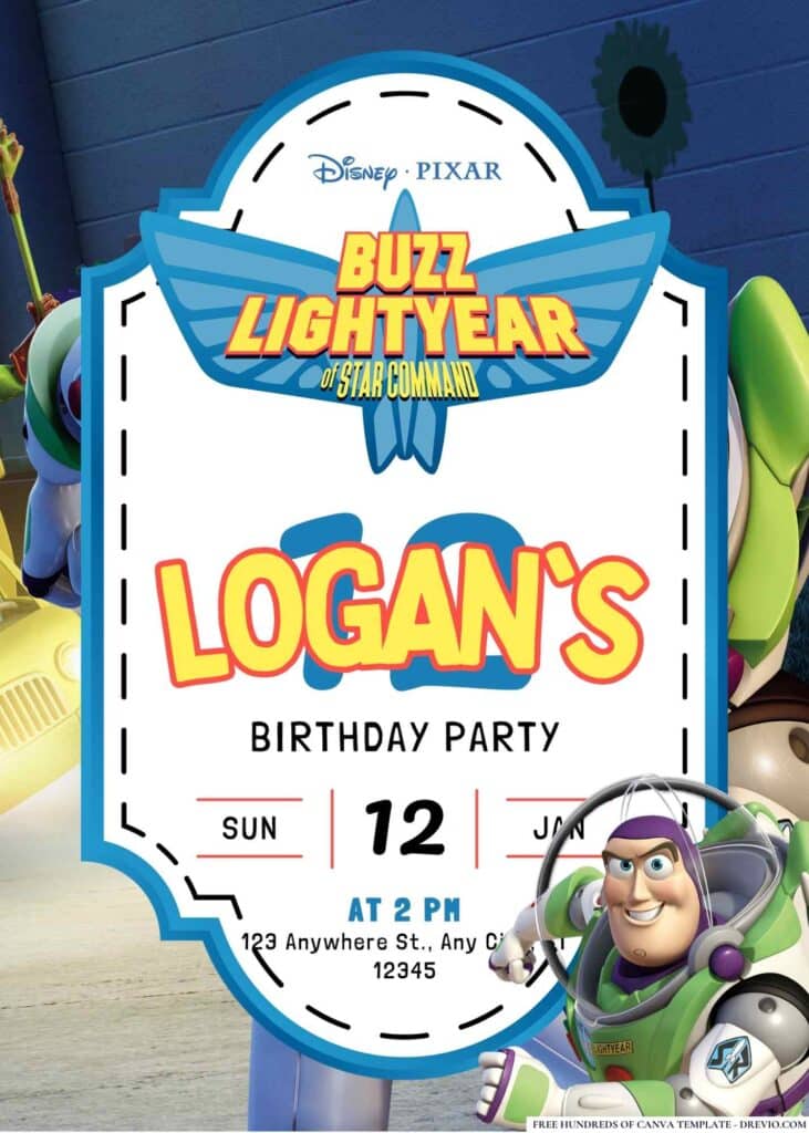 FREE Buzz Lightyear Birthday Invitations: