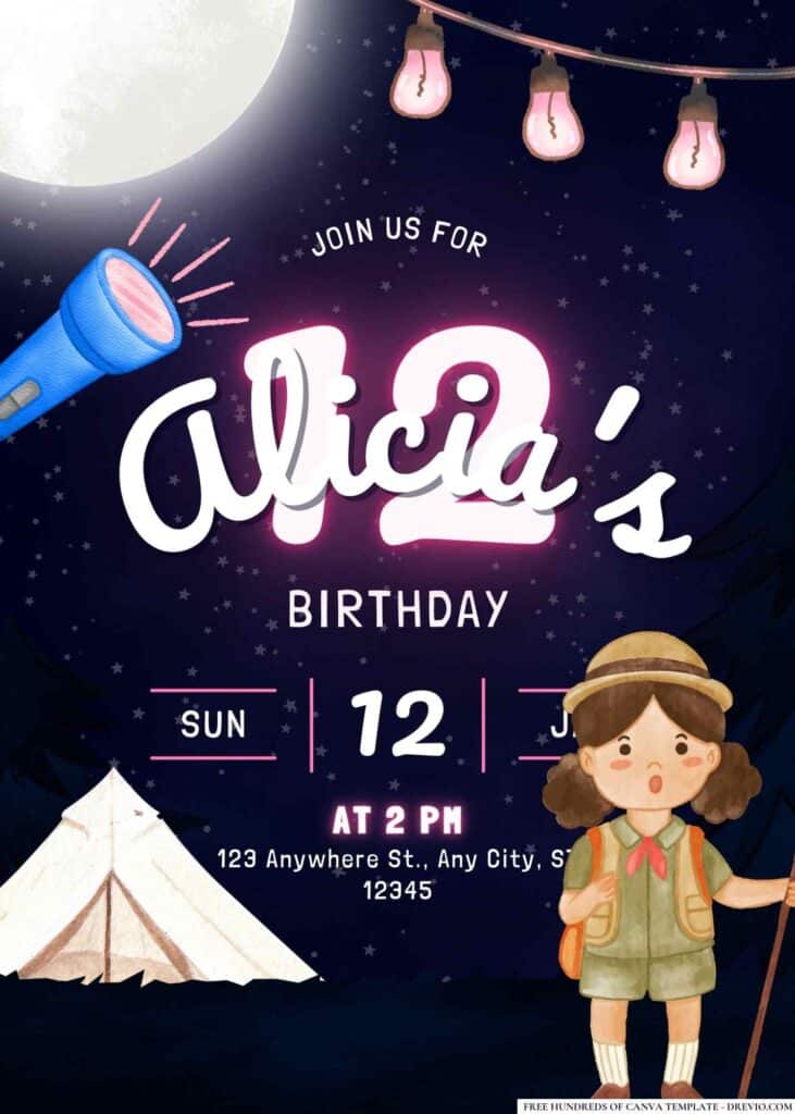 FREE Camping Birthday Invitations