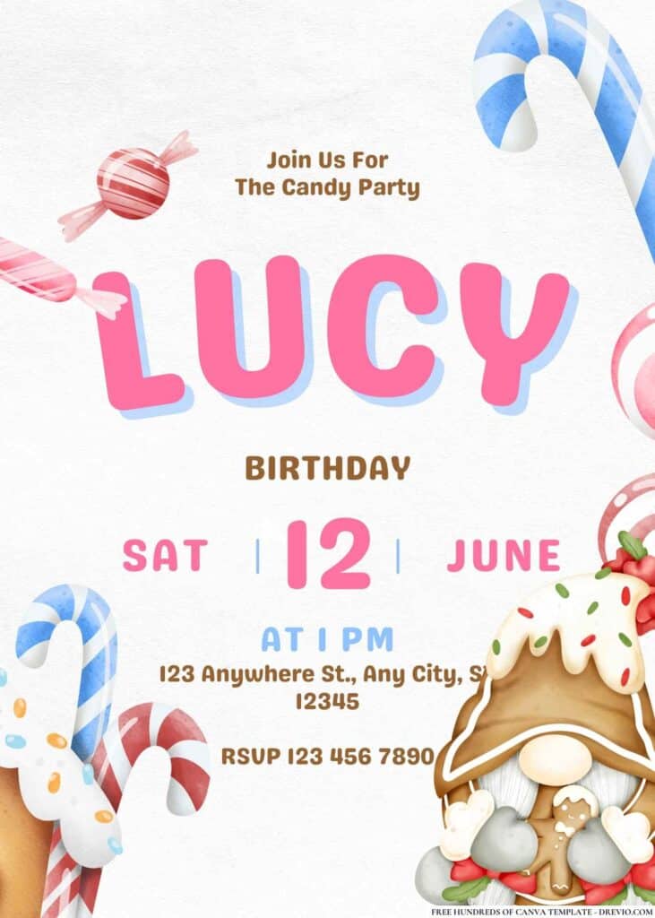 FREE Candyland Carnival Birthday Invitations