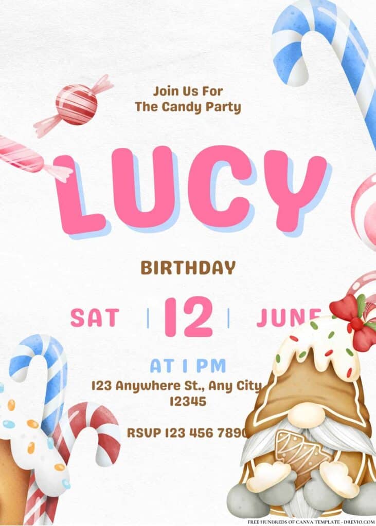 FREE Candyland Carnival Birthday Invitations
