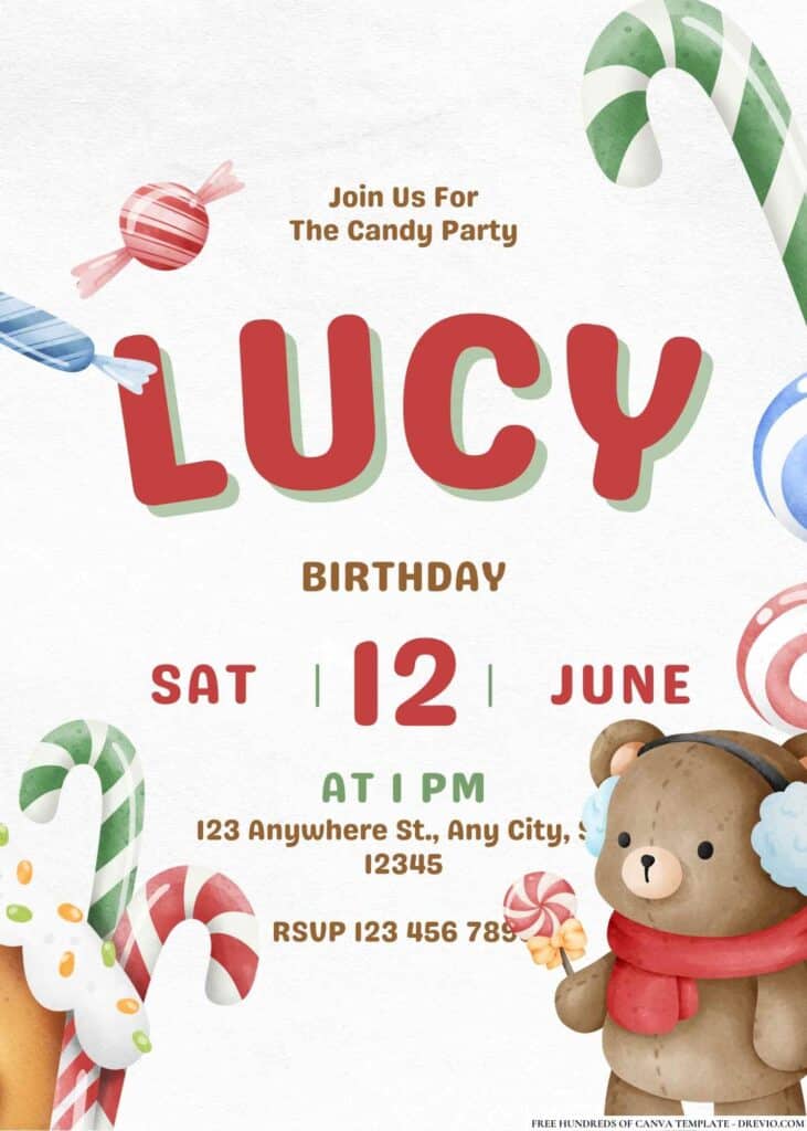 FREE Candyland Carnival Birthday Invitations