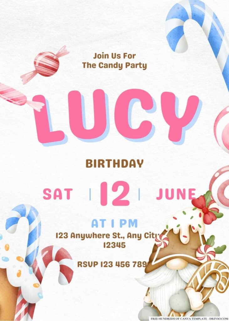 FREE Candyland Carnival Birthday Invitations