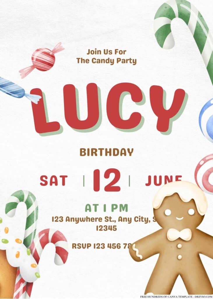 FREE Candyland Carnival Birthday Invitations
