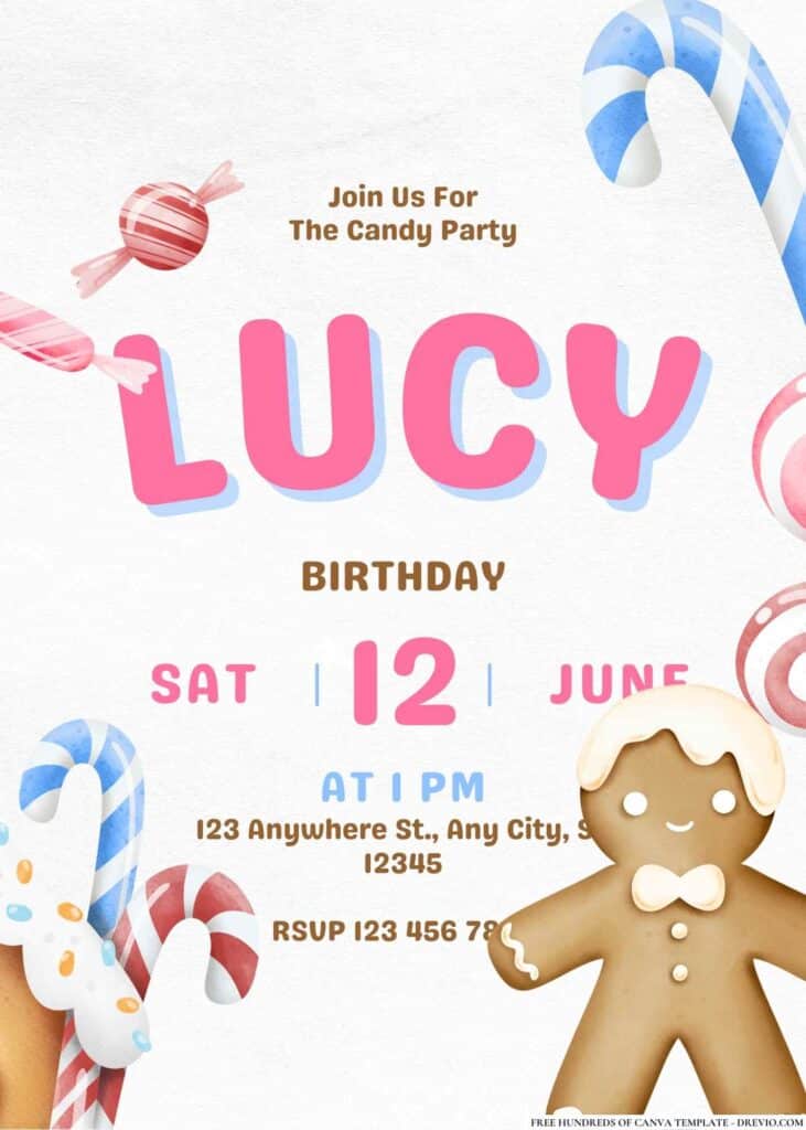 FREE Candyland Carnival Birthday Invitations