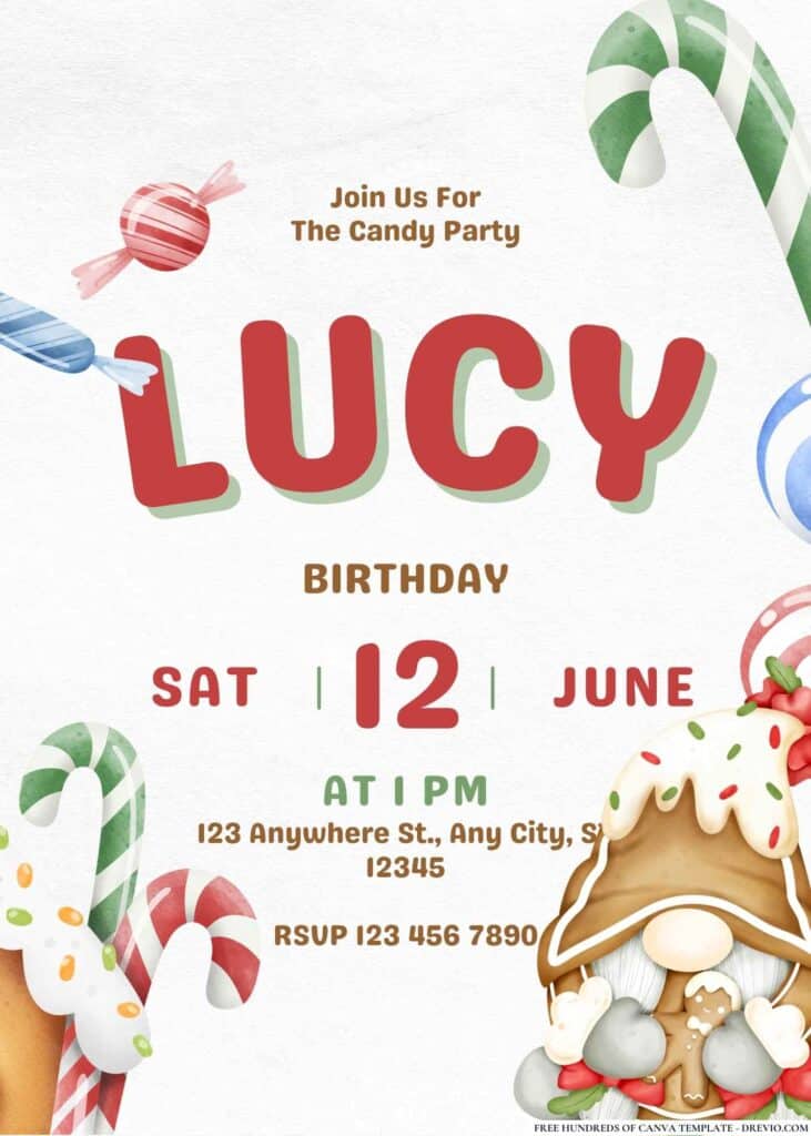 FREE Candyland Carnival Birthday Invitations